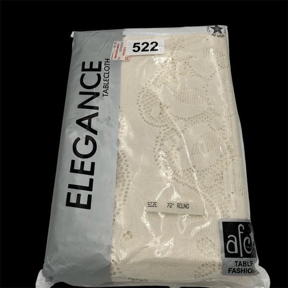 AFC Table Fashions Elegance Tablecloth 72” Round Floral Lace Polyester Made USA - Picture 1 of 14